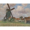 thumbnail image 2 of Alfred Zoff 24x19 Black Ornate Framed Double Matted Museum Art Print Titled: Windmill and Village in Belgium, 2 of 5