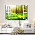 thumbnail image 4 of 1pc, Forest Fake Windows Wall Sticker Removable 3D Nature Landscape Faux Windows Wall Sticker Vinyl Self-Adhesive Maple Trees Wall Mural Stickers For Bedroom Living Room Decoration, 4 of 4