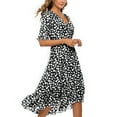 thumbnail image 5 of Patlollav Womens Dresses Summer Casual Print Dress V-Neck Short Sleeve Loose Dress, 5 of 6