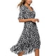 thumbnail image 5 of ICHUANYI Clearance Fashion Women Summer Casual Print Dress V-Neck Short Sleeve Loose Dress(Black, XL) ICHUANYI WER2023080706975, 5 of 8