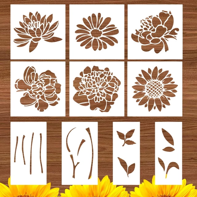 IIDEA Set de 10 Plantillas de Flores 36 cm para DIY