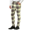 thumbnail image 5 of INSPIRE CHIC Men's Formal Color Block Slim Fit Flat Front Plaid Dress Pants, 5 of 6