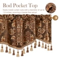 thumbnail image 4 of VOGOL Brown Classic Damask Valance with Beaded Fringe, 52x18 Inch Rod Pocket Luxury Window Treatment for Living Room or Study, 4 of 6