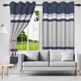 thumbnail image 5 of Nanqianyi Dark Blue and Grey Stripe Blackout Curtains for Bedroom, Thermal Insulated Blocking Light Grommet Window Drapes for Living Room, 42 X 84 Inch 2 Panels, 5 of 9