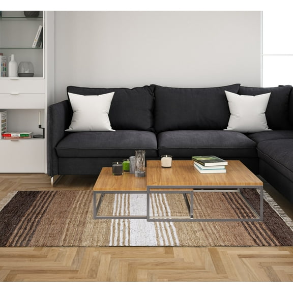 Home Weavers Richmond Gradation Collection Living Room Rug, Machine Washable Reversible Area Rugs, Rug For Living Room, Accent Rugs, Foldable Indoor Floor Rug, 3PCs Set, Beige