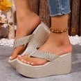 thumbnail image 2 of Dakaela Wedge Sandals for Women Sparkly Arch Support Platform Flip Flops Non Slip Summer Beach Walking Thong Shoes Size 6-10, 2 of 8