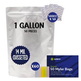 PackFreshUSA 50 Pack 7 Mil Gallon Premium Seal-Top Century Mylar