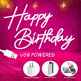 thumbnail image 4 of Letrero de neón de feliz cumpleaños para decoración de pared, 17 x 12 pulgadas, letrero de luz LED rosa, decoración artística, letrero de luz de neón de feliz cumpleaños para todas las fiestas de, 4 of 4