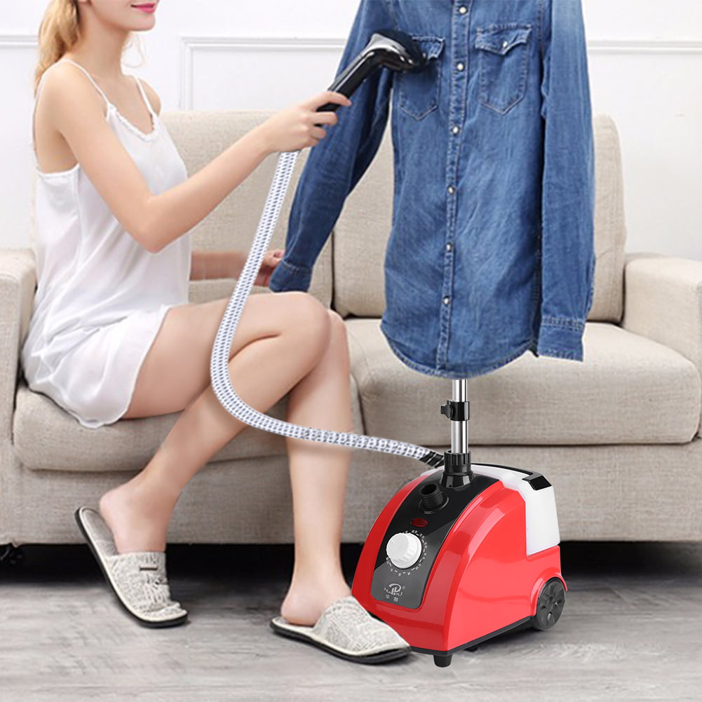 2 In 1 Standing Clothes Fabric Steamer Iron Steam Wrinkle Remove Garment Hanger 