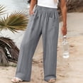 thumbnail image 5 of VBVC Women's Elastic Waist Linen Blend Pants , Cropped Palazzo Pants For Women , Ladies' Lightweight Summer Culottes with Pockets,Gray,S-2XL, 5 of 7