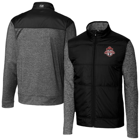 Men's-Cutter & Buck  Black Toronto FC Stealth Hybrid Quilted Full-Zip Windbreaker Jacket