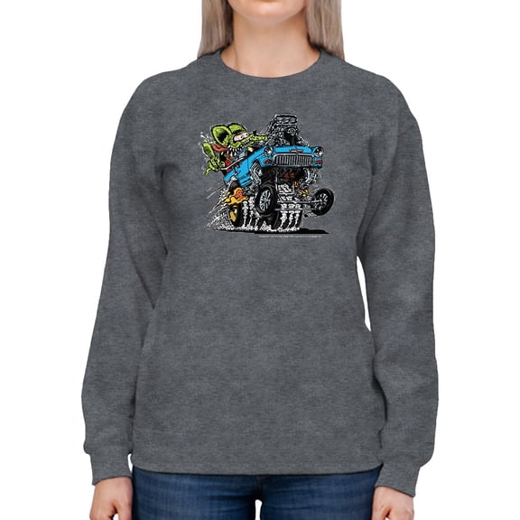 Rat Fink Pop Wheelie Hot Rod Sweatshirt Women -T-Line Designs, Female Small