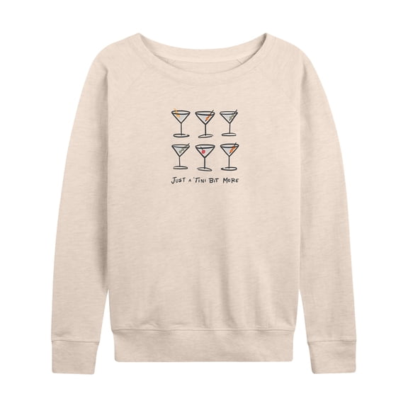 Instant Message - Just Tini Bit More Women's Lightweight French Terry Wide Neck Long Sleeve Graphic Shirt