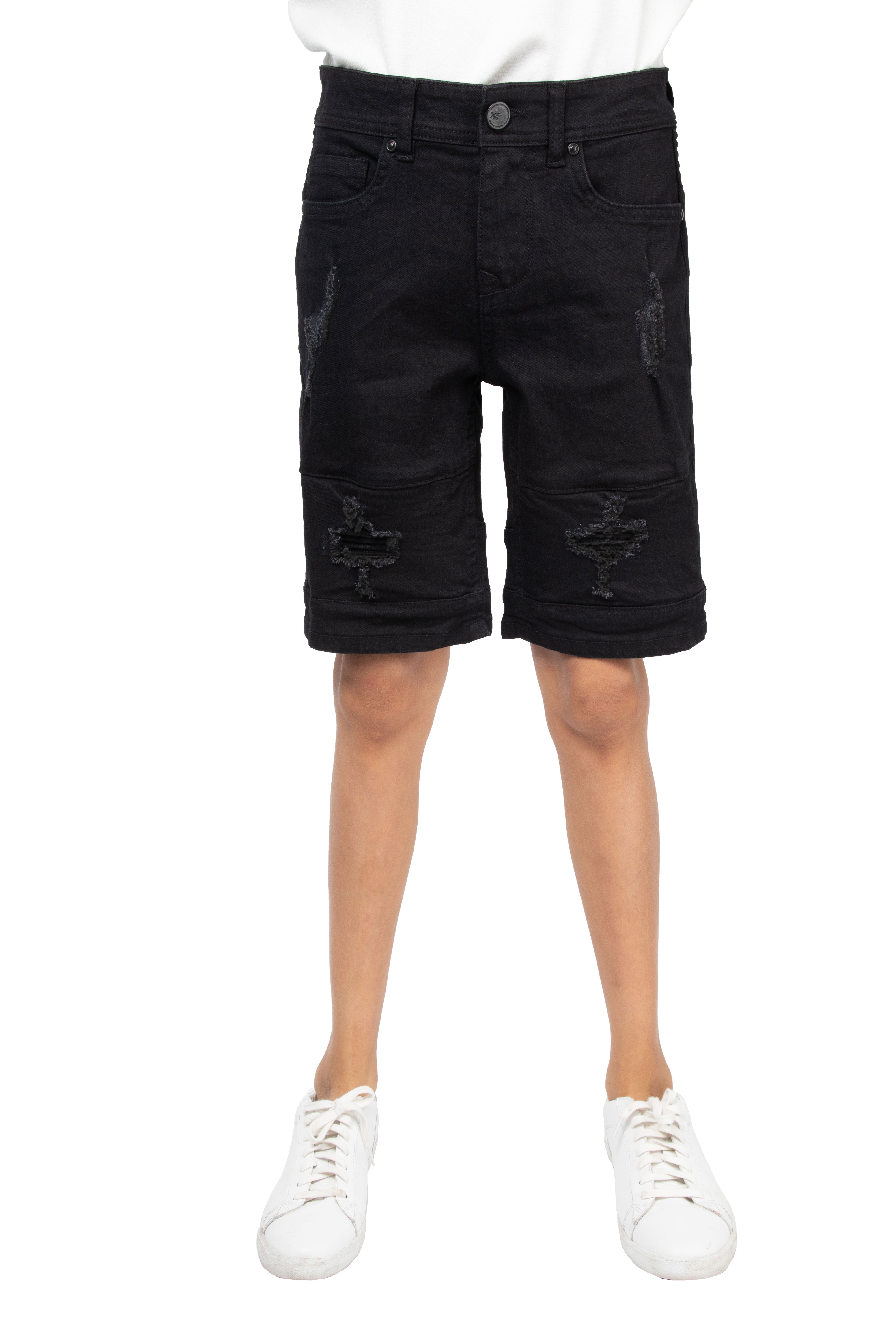 X RAY Slim Fit Moto Biker Jean Shorts for Big Boys Denim Shorts Stretch