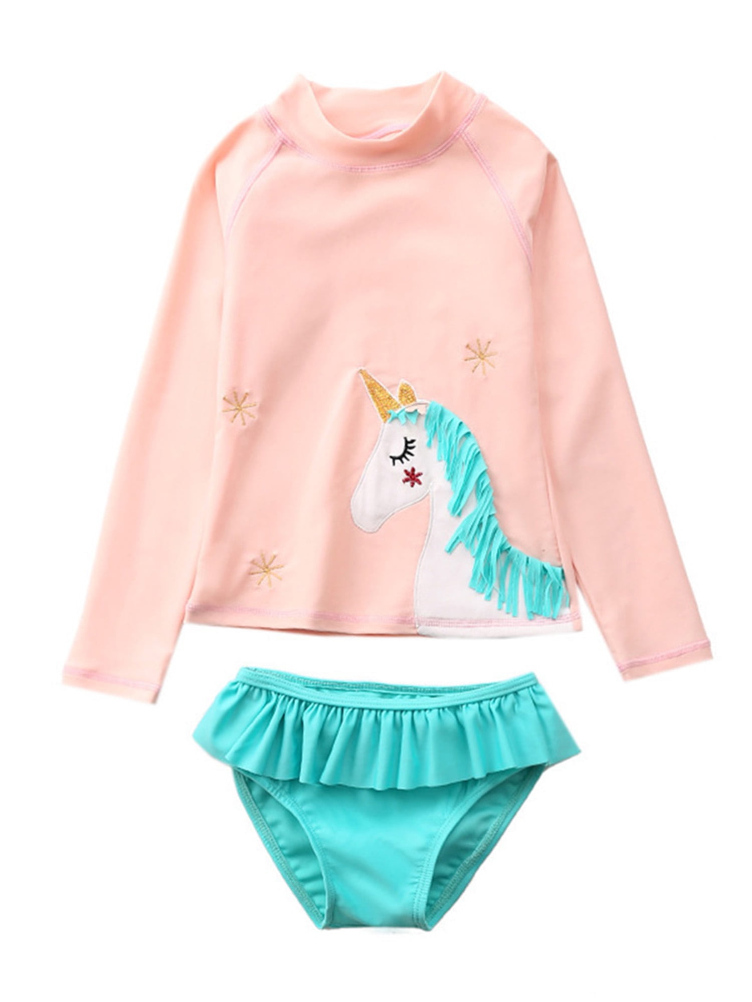 HIMONE Baby Toddler Girl Rash Guard Two Piece Swimsuit