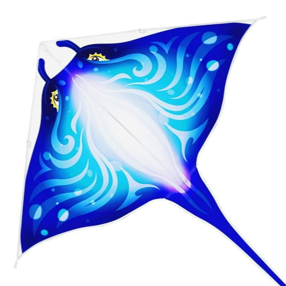 Mint's Colorful Life Devil Fish Kite for Kids Adults,Easy to Fly Delta Kite Single Line Large, Kite Handle Include (Blue) Blue