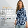 thumbnail image 4 of VDJ Womens 3/4 Lenght Sleeve Tops Front Pleated Business Blouses Elegant Leopard Print Dressy Shirts 2026 Outfits Size XXL, 4 of 10