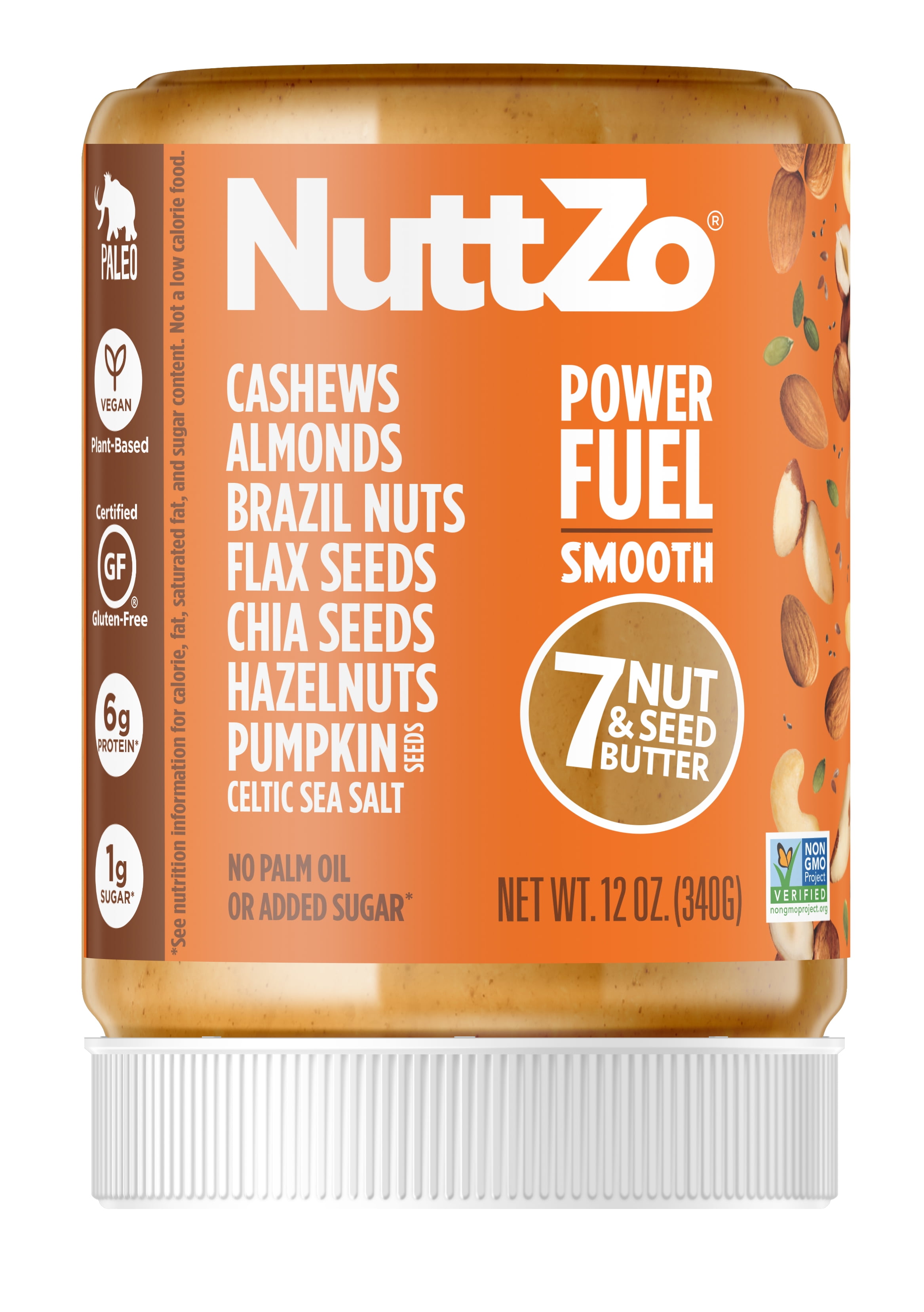 Nuttzo Natural Power Fuel Smooth Seven Nut & Seed Butter, Peanut Free