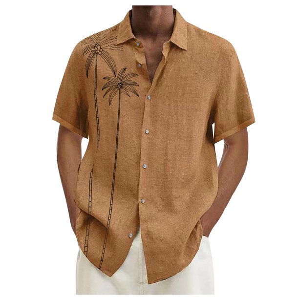 Designer Spring Summer Men's Casual Cotton Solid Color Short Sleeve Shirts Loose Shirts L