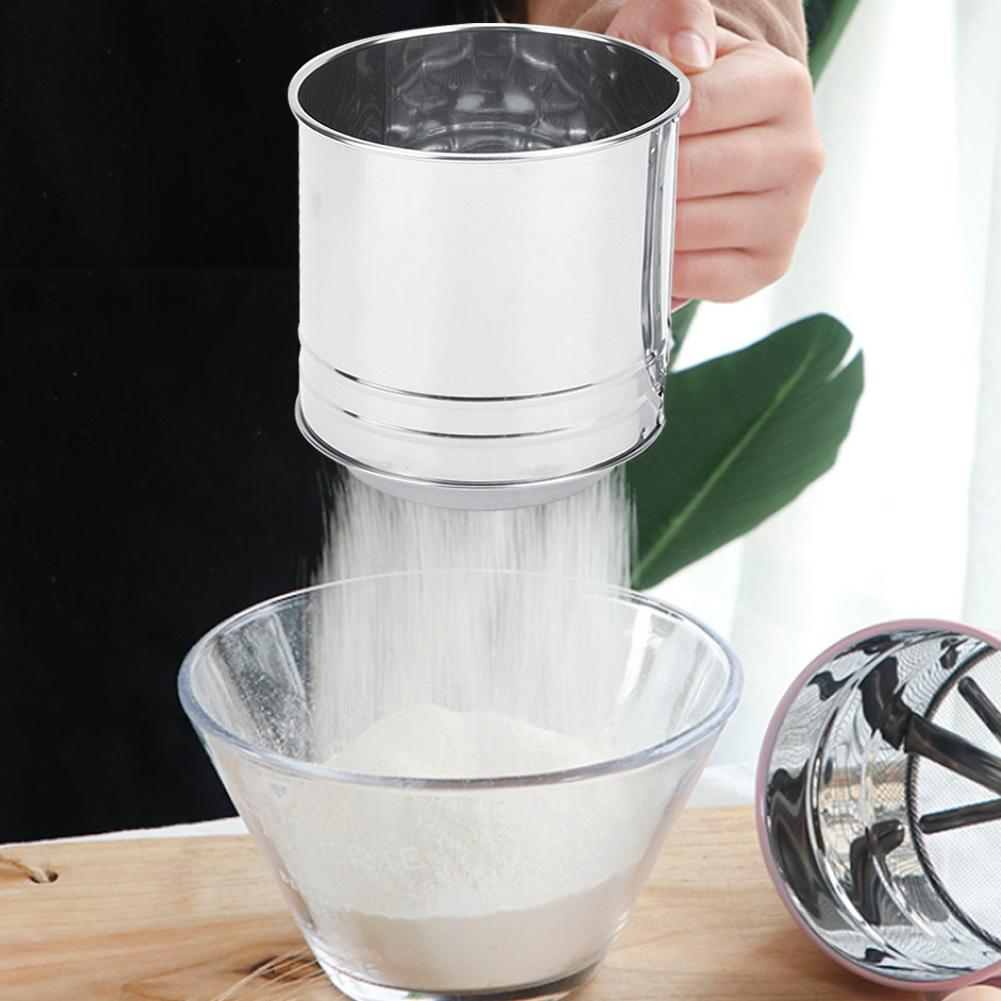 Rdeghly Double Layer Flour Sifter,Kitchen Stainless Steel Double Layer Manual Flour Sifter Sieve