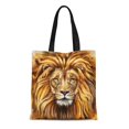 thumbnail image 1 of POGLIP Sac Fourre-Tout en Toile Visage de Lion Artistique Belle Grande Tête de Chat Sac Réutilisable pour Courses, 1 of 1