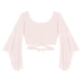 thumbnail image 6 of ZALDITA Women's 3/4 Tulle Flared Sleeve Wrap Tie Top Blouse Belly Dance Bolero Shrugs Cardigan Pink One Size, 6 of 7