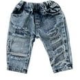 thumbnail image 3 of Kiapeise Little Girl Denim Jeans, Patchwork Pockets Hollow Elastic Band Pant, 3 of 7