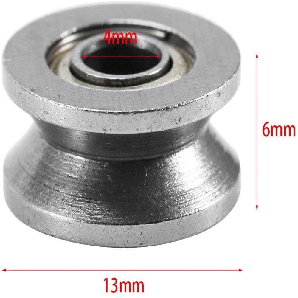V Groove Bearing 4×13×6mm 10 PCS V624ZZ Metal V Groove Ball Bearing Wheel with Straight Roller Bearing Pulley for Rail Track Linear Motion System