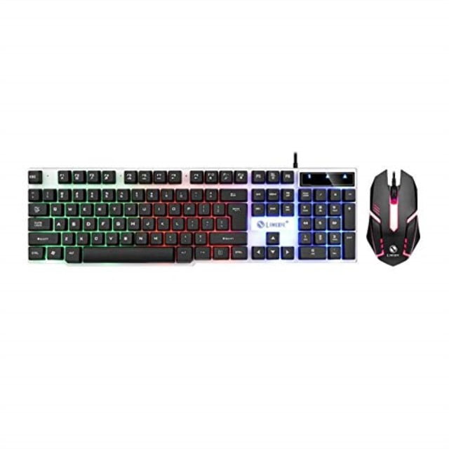 Color : White Xiaoningmeng New Wired Gaming Keyboard and Mouse Combo， 2400 DPI Adjustment Mouse Colorful Backlight Gaming Keyboard for PC Desktop Computer Laptop， 