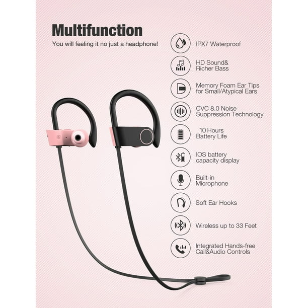 axGear Otium Bluetooth Headphones Pink Headphones Wireless Earbuds