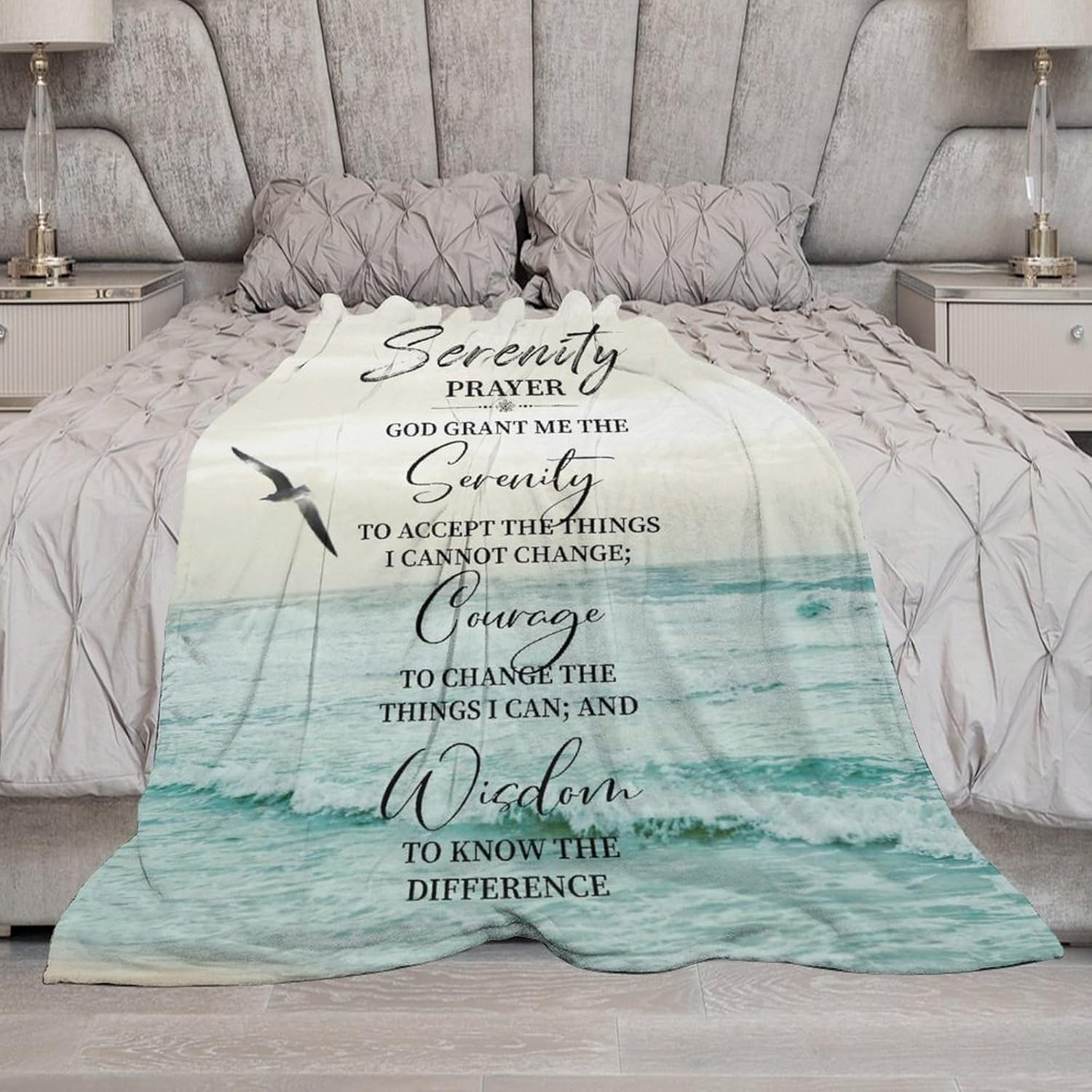 Serenity Prayer Blanket Christian Gifts for Women & Men Religious Throw Blanket Christian Blanket Bible Verse Blanket for Kids Adults Soft Warm Cozy Fleece Blanket for Couch Sofa Bed 40"x50"