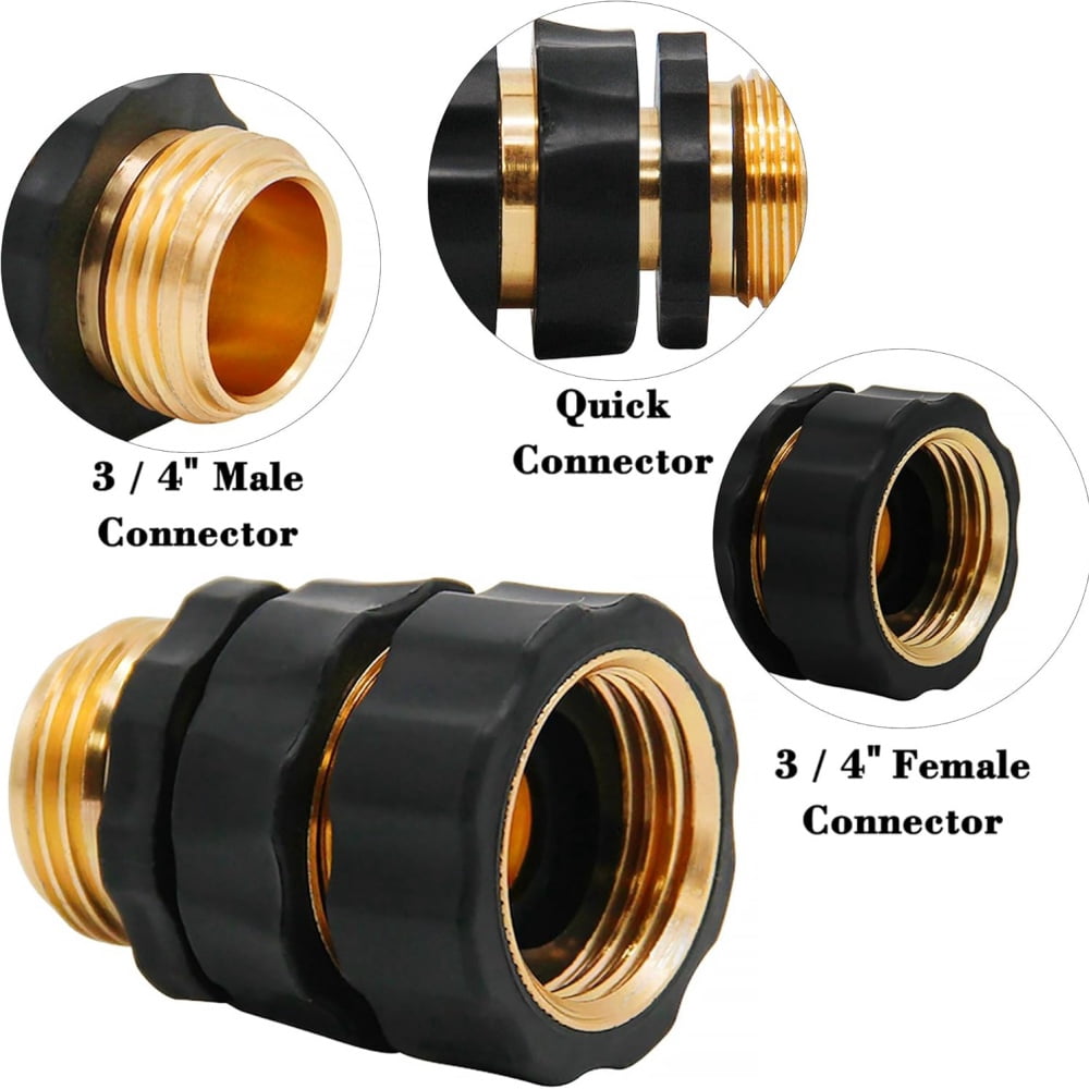 Shopmall 6 Pcs Brass Garden Hose Quick Connector， No-Leak 3/4 Inch Thread Garden Quick Connect Kit, Male and Female Attachment Quick Release Water Hose Adapter for Washing, Watering
