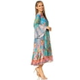 thumbnail image 4 of Sakkas Womens 3/4 Ruffled Sleeves Henley Neck Summer Short Flowy Dress/Beachwear - D-395-B - S/M, 4 of 5