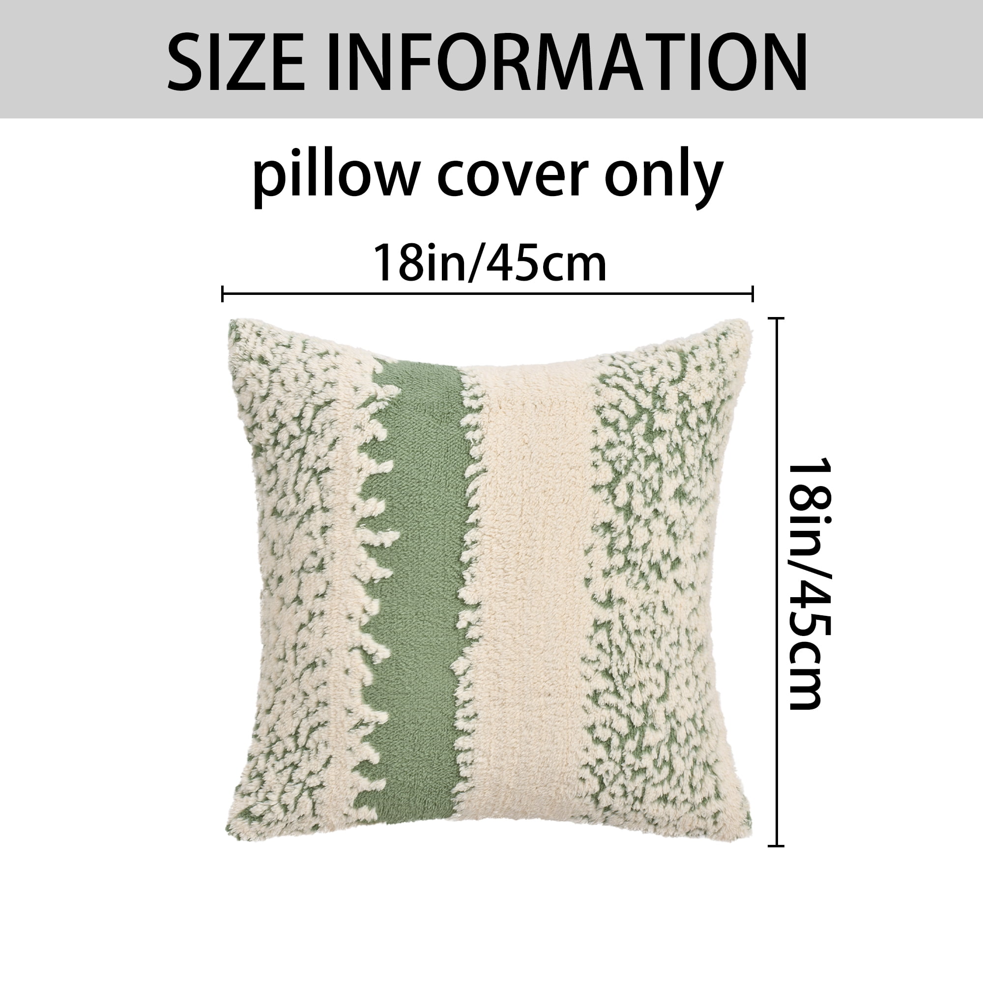 Unique Bargains Pack of 2 Plush Pillow Covers Bedroom Couch 18" x 18" Green