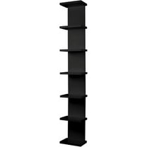 7 Tier Wall Shelf Unit - Lack Floating Shelf, Compact Display Floating Shelf, Vertical Column Wall Decor Mount Floating Storage Organizer Tall Tower Shelf for Bedrooms, Living Rooms(Black)