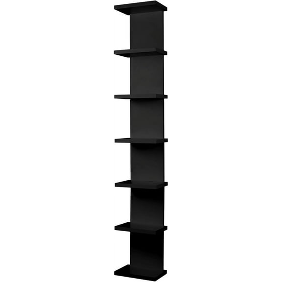 7 Tier Wall Shelf Unit - Lack Floating Shelf, Compact Display Floating Shelf, Vertical Column Wall Decor Mount Floating Storage Organizer Tall Tower Shelf for Bedrooms, Living Rooms(Black)