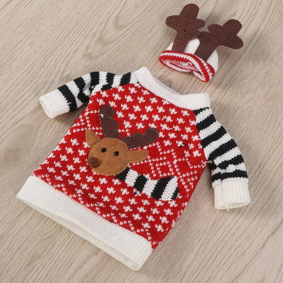 HOMSFOU Christmas Bottle Cover Reindeer Wine Bottle Sweater Holiday Xmas Wine Bottle Covers Christmas Deer Bottle Clothing