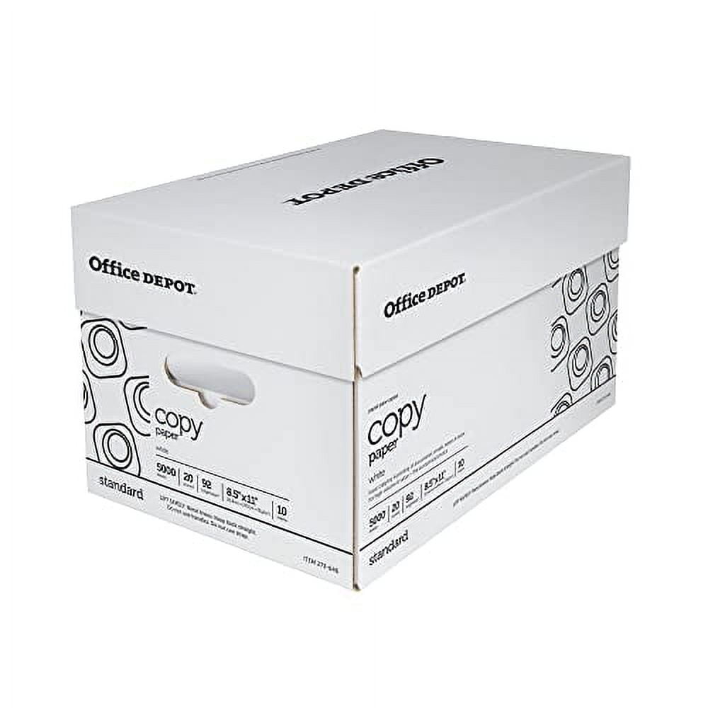 Office Depot White Copy Paper, 8 1/2in. x 11in., 20 Lb, 500 Sheets Per Ream, Case Of 10 Reams, 40402786