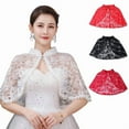 thumbnail image 2 of Yokua Elegant Lace Shawl for Cheongsam Vintage Lace Floral Cloak Evening Dress Cape, 2 of 20
