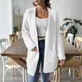 thumbnail image 4 of VISALY Long Cardigans Chunky Knit Cardigan Cardigan Sweaters for Women with Pocket Trendy Casual Long Sleeve Tops Open Front Fall Winter Coats Cardigan with Pockets Soft Cardigans White L, 4 of 7