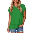 thumbnail image 2 of ZyeKqe Womens T Shirts Short Sleeve Shirts Round Neck T Shirts Side Split Solid Color Tees Top, 2 of 8