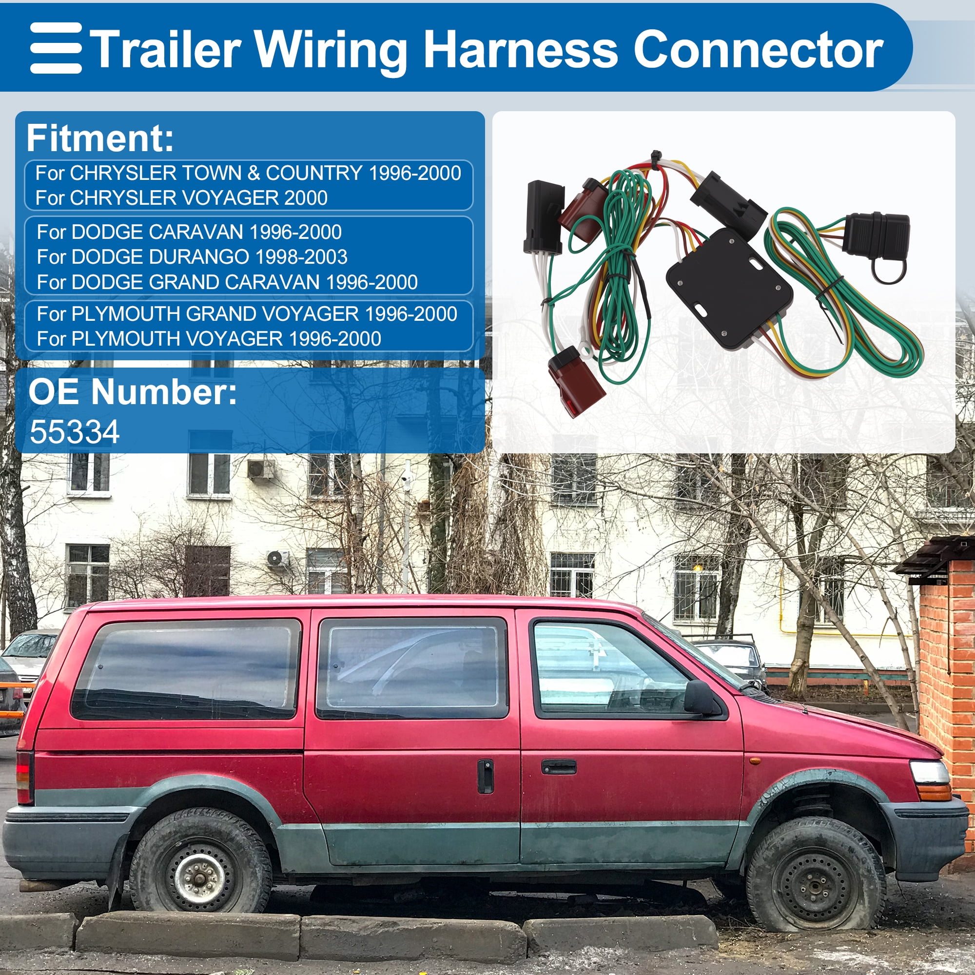 Unique Bargains 55334 4 Trailer Wiring Harness for CHRYSLER TOWN COUNTRY 96-00