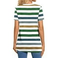 thumbnail image 4 of ZQUUVOU Womens 2025 T-Shirts V-Neck Button Stripe Short Sleeved Shirt V-Neck Tops(Green,M), 4 of 7
