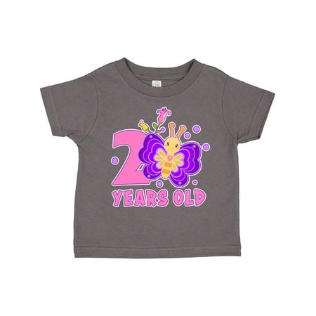 

Inktastic 2 Years Old with Butterfly and Flowers Gift Toddler Toddler Girl T-Shirt