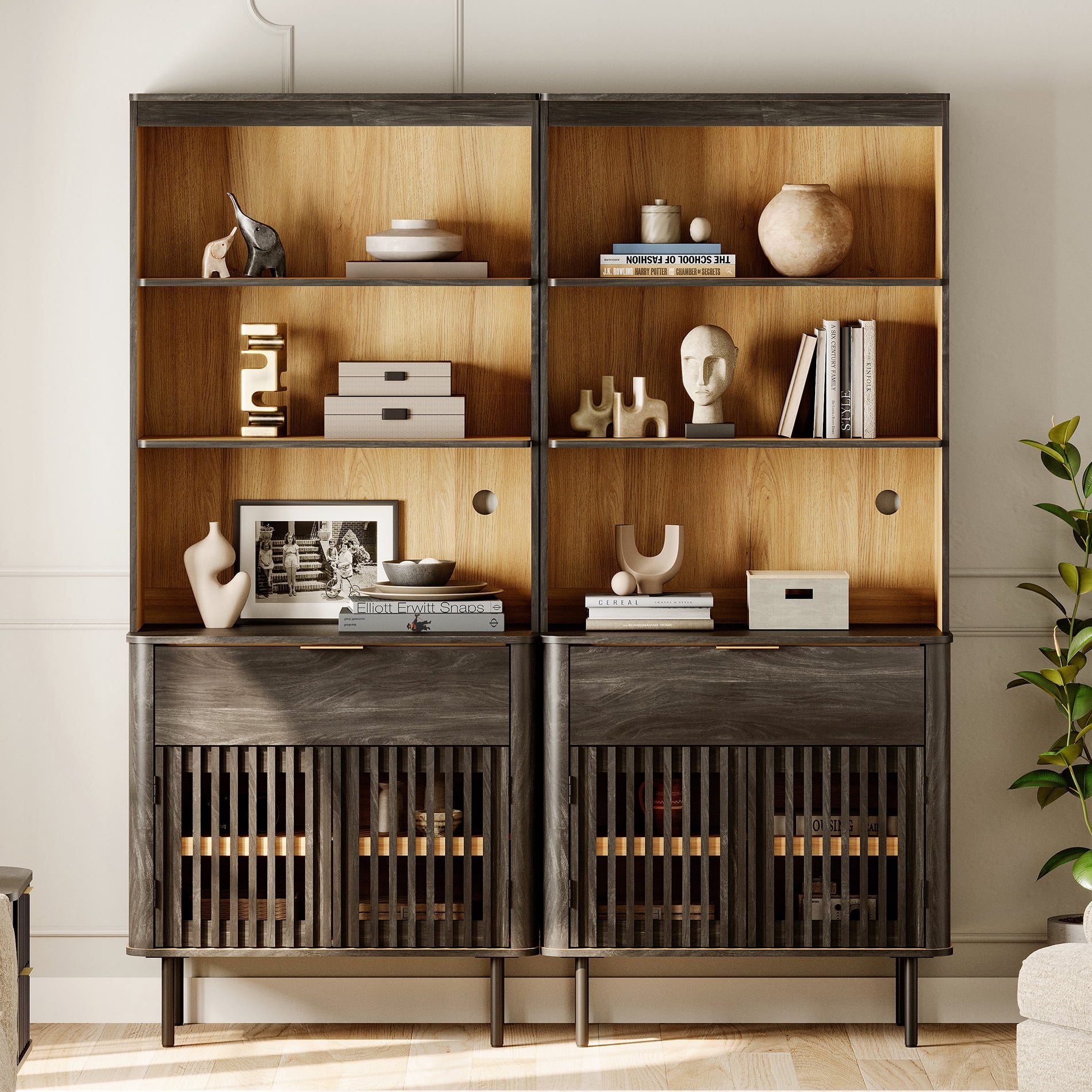 72.8" H X 63" W Kitchen Pantry Storage Cabinet, Push-to-open Door Kitchen Hutch With Drawer And Adjustable Shelf, Black
