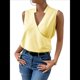 thumbnail image 2 of Camisetas Sin Mangas Plisadas para Mujer, Blusas Casuales Sin Mangas con Cuello en V, Camiseta Básica de Verano Amarillo S, 2 of 7