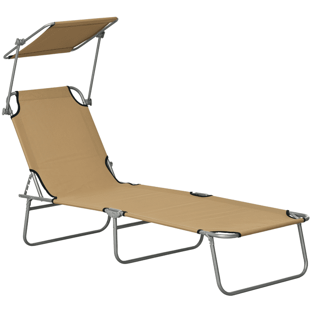 Outsunny Chaise Longue d'Extérieur, Chaise Longue Pliante Réglable, Brun