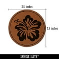 thumbnail image 2 of Pretty Hibiscus Flower Tropical 2.5" Faux Leather Round Engraved Iron-On Patch - Brown, 2 of 6
