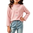 thumbnail image 2 of FAIWAD Girls Ribbed Knit Shirts Cute Long Sleeve Crew Neck Bow Tops Fall Casual Daily Clothes, 2 of 7