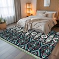 thumbnail image 5 of 6x9 Area Rugs, Black Teal Purple Southwestern Non-Skid Rubber Backing Large Rectangle Rugs - Living Room Bedroom Home Office, Modern Geometric Abstract Art Indoor Floor Mat Carpets Washable Rug, 5 of 9
